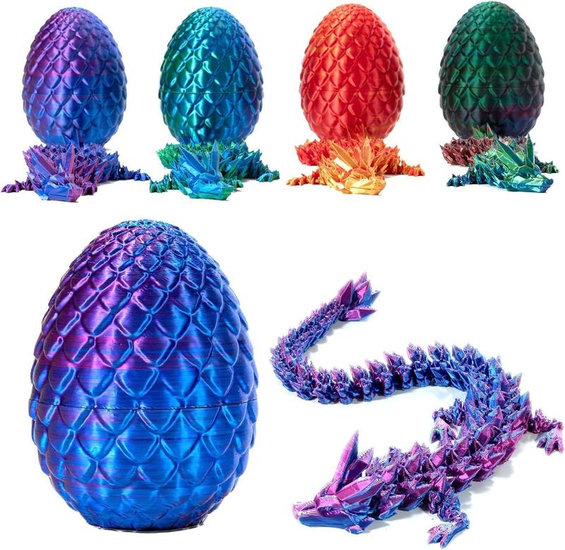 3D Printed Dragon in Egg, Full Articulated Dragon Crystal Dragon with Dragon Egg, Flexible Joints Home Décor Executive Desk Toys, Home Office Decorative Decor Ornaments Decoration 0