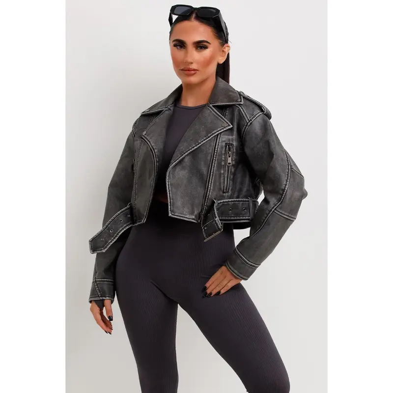 Faux Leather Jacket Grey 3