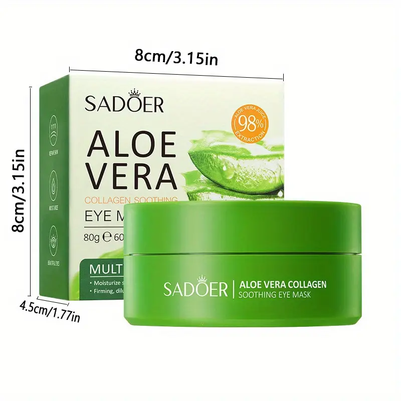 60pcs/Box Aloe Vera Collagen Crystal Eye Mask Moisturizing and Firming Eye Treatment Eye Mask for Firmer and Finer Skin Around the Eyes 4