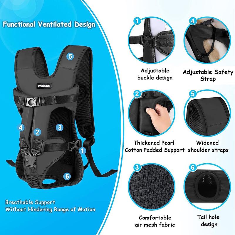 Pet Front Dog Carrier Backpacks, Adjustable Dog Backpack Carrier, Legs Out Easy-fit Dog Chest Carrier for Medium Small Dogs, Hands Free Dog Front Carrier for Hiking, Cycling 3