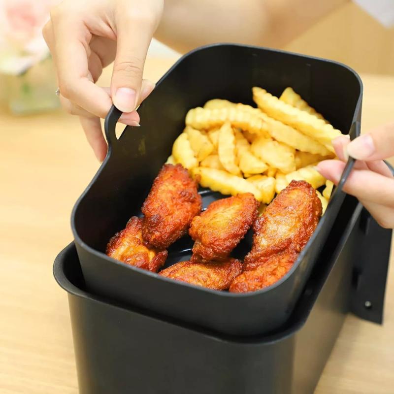 Product Introduction of 2 PCS Air Fryer Silica Gel Baking Pan Dual Basket Liner Handle baking oven New 5