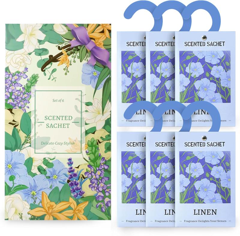 Scented Sachet Bags, Wardrobe Sachets, Hanging Sachets Aromatherapy Fresh Linen Fragrance, for Closet, Room, Drawers, Car Gift Hanger Perfume Freshener 0