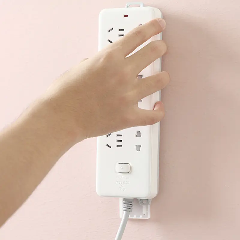 1/6pcs Wall-Mounted Holder Punch-Free Plug Fixer Self-Adhesive Socket Fixer Cable Power Strip Holder Cable Wire Organizer Rack 4