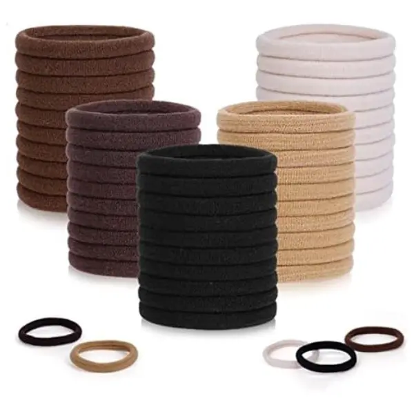 Elastic Hair Ties, 50 Pcs Thick Seamless Hair Bands No Damage Soft Ponytail Holders Hair Bobbles for Girls Women, Neutral 0