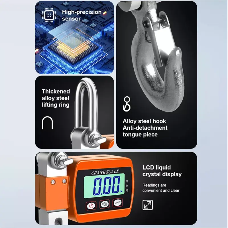 Electronic Hanging Scale Digital Crane Scale Precise Sensor, 0.05/500kg 1100lbs 2