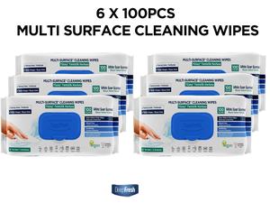 Deep Fresh Multi Surface Cleaning Wipes White Soap Scented 6 x 100pcs Toilet Pack