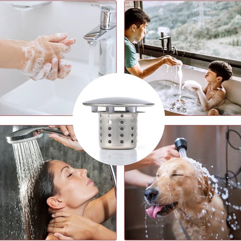 Drain Hair Catcher, Sink Strainer, Shower Drain Cover, Bathroom Overflow Covers, Stainless Steel Plug Hole Hair Catcher for Bathtub, Shower, Kitchen, Bathroom 6