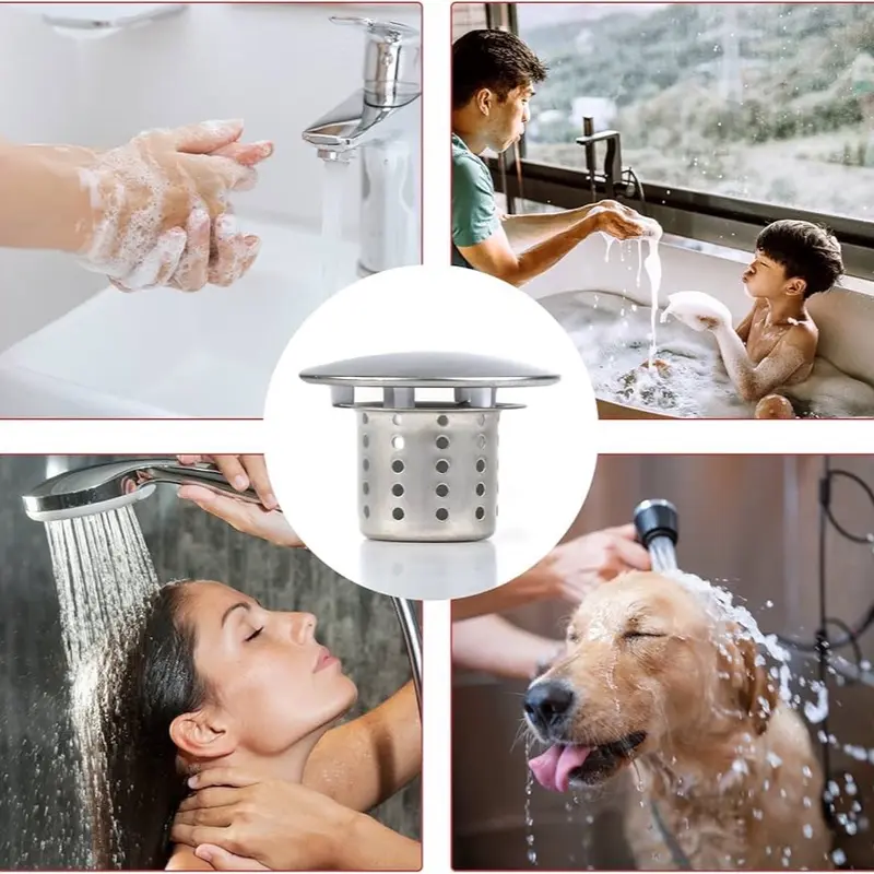 Drain Hair Catcher, Sink Strainer, Shower Drain Cover, Bathroom Overflow Covers, Stainless Steel Plug Hole Hair Catcher for Bathtub, Shower, Kitchen, Bathroom 6