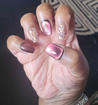 Product Review of Top-Tier Quality Manicure, TUGE NAIL Blossom Series 100% Handcrafted Press On Nails Nail Art, Cat's Eye Effect, French Tip Nail, Reusable, Long-Lasting, Eco-Friendly, DIY Manicure, Variety of Designs & Sizes Nail Care Nail Polish Cutics Cosmetic from M**l t**s 🫶** 1