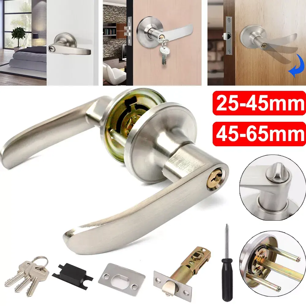 Home Entry Lever Three-Handle Door Lock Set Bathroom Entrance Passage With Key