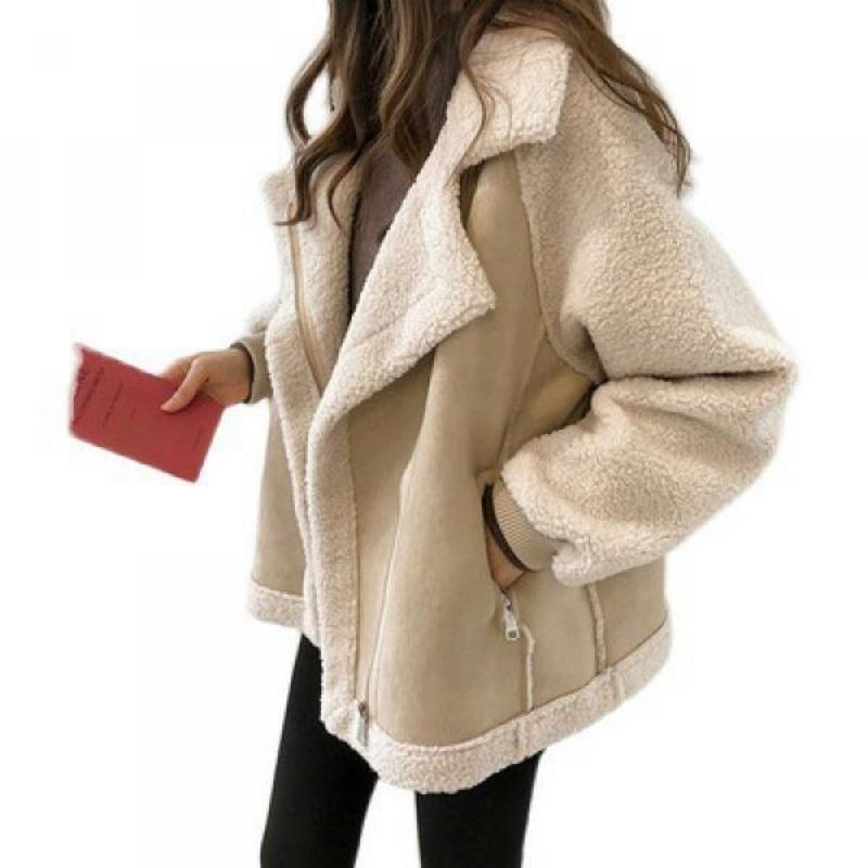 [2024] New Loose Fur coat women's short lambswool motorcycle clothing jacket womenswear tops 4