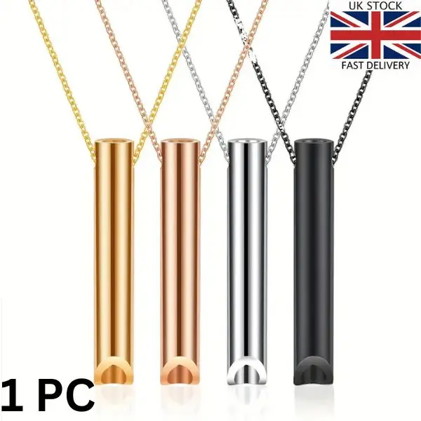 1PC Anxiety Relief Necklace,Anapana Breathing Necklace, Calm Carry for Anxiety-Portable Stainless Steel Whistle Anxiety Necklace for Breathing Exercises, Meditation, Anxiety Gifts for Men Women Unisex, Sports & Outdoor Charm Necklace Accessories