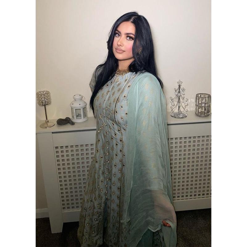 HK59 Sheesha Mint Mirror Linen Long Dress 6