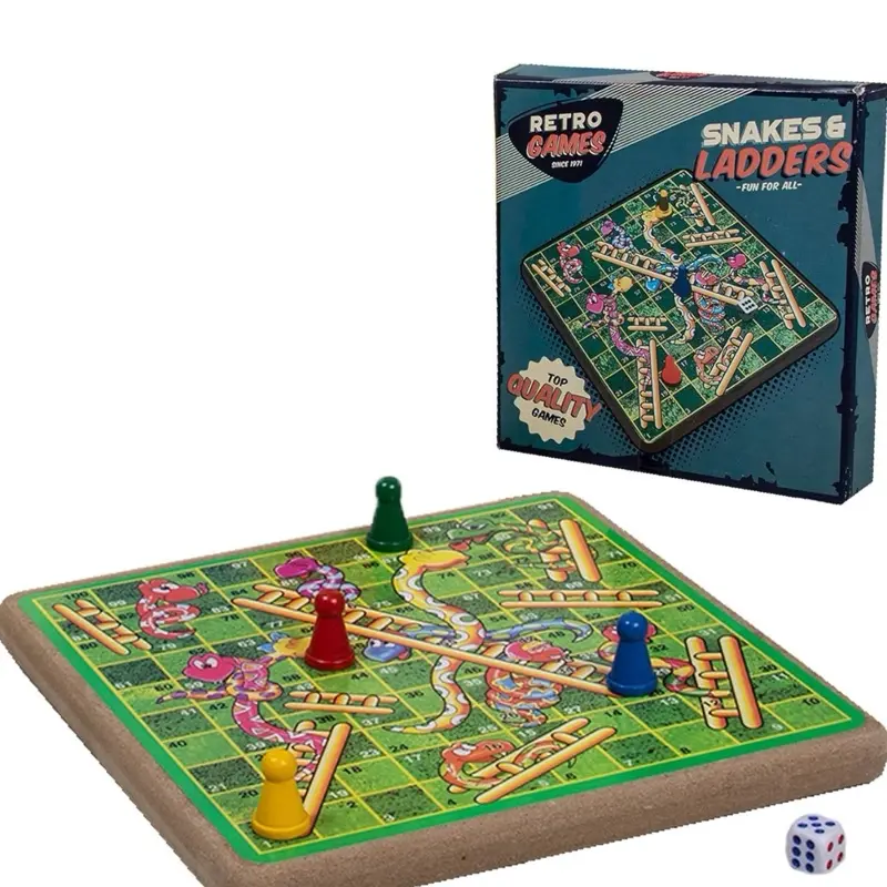Snake and Ladders Retro Game Set - Vintage Style, Multicolored, 21x21x5 cm Accessory