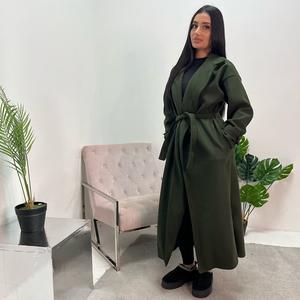 Ladies belted collar long tie cuff coat onesize uk 6-14