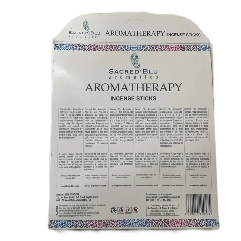 6 Pack Aromatherapy Incense Sticks Ideal Gift - 15 Sticks per Pack Fragrance Scent Set Scented Freshener 5