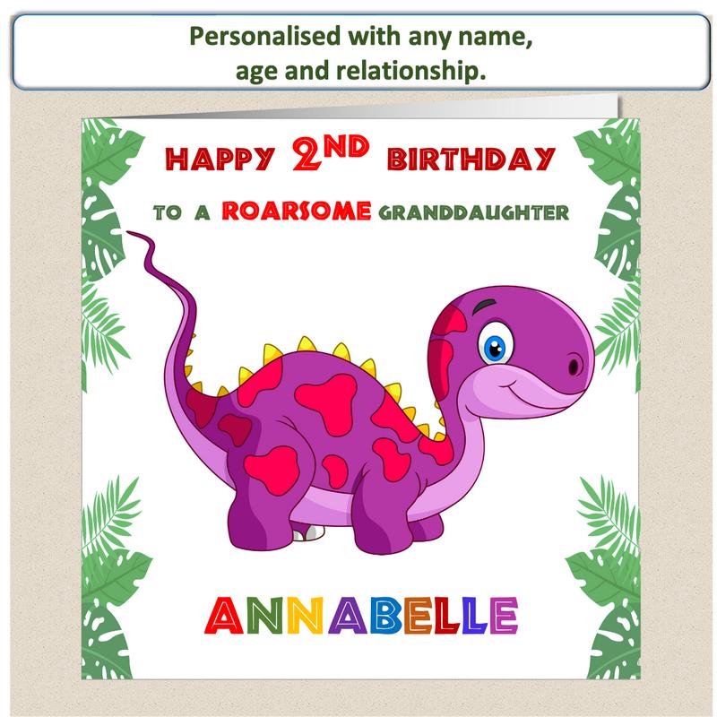 Personalised ROARSOME Dinosaur Birthday Card - DINO2 1