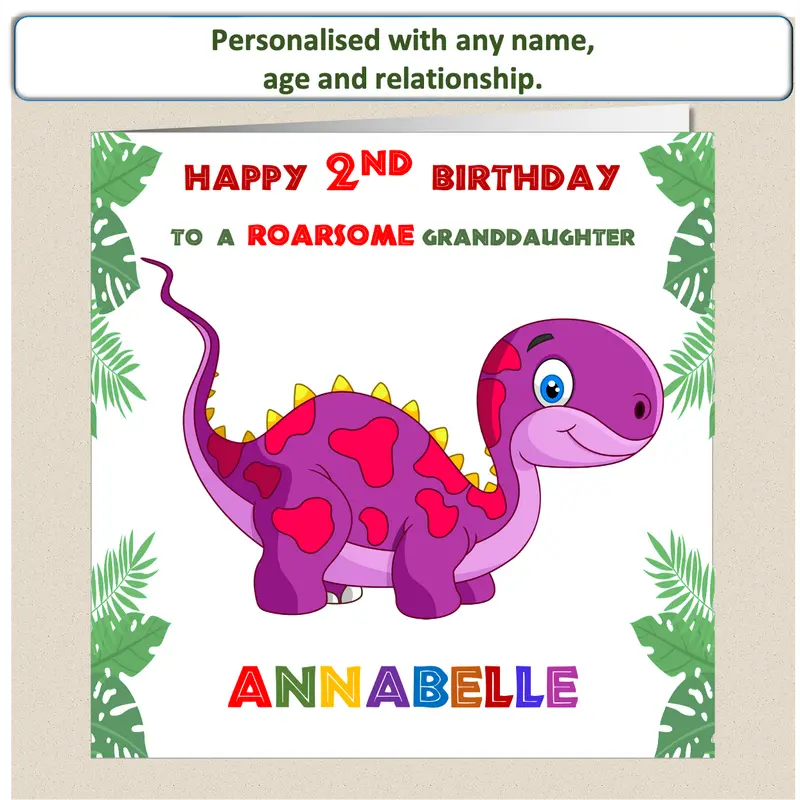 Personalised ROARSOME Dinosaur Birthday Card - DINO2 1