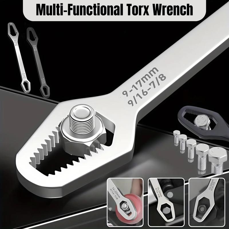 Heavy-Duty Double-End Multi-functional Universal Wrench - 3-17mm Self-Tightening Lazy Wrench for Car, Bicycle, Home, and Engineering Applications 0
