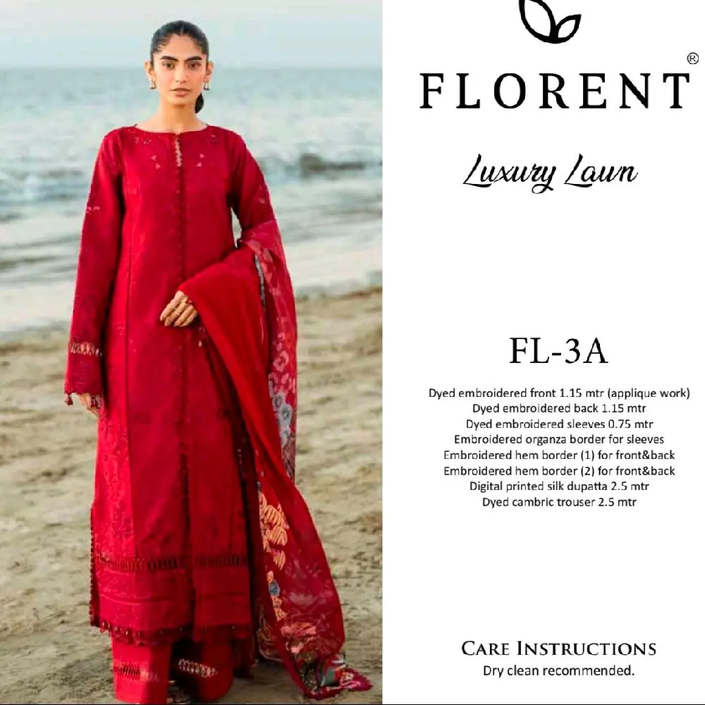 Florent lawn embroidered collection unstitched heavily embroidered suit, elegant collection, Eid collection