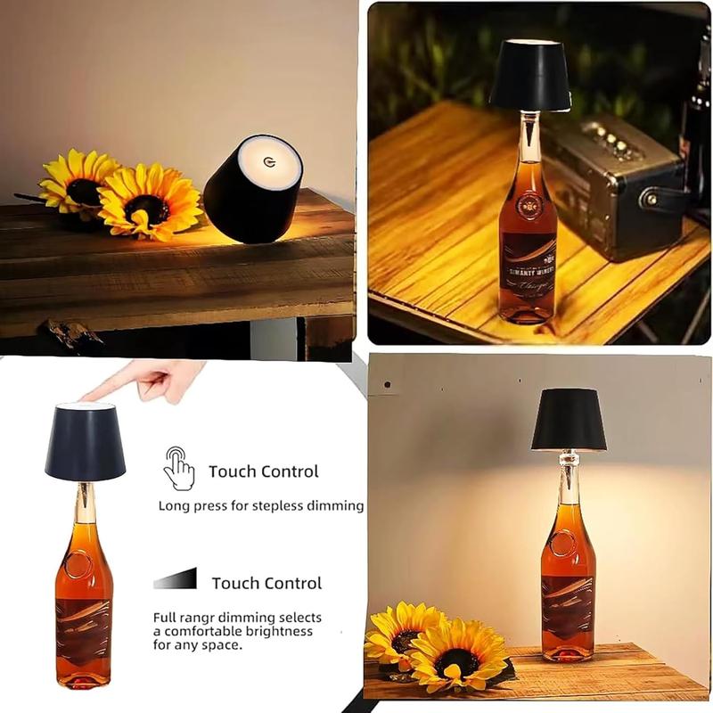 Wireless LED Bottle Lamp – Cordless Touch Control Table Light, Rechargeable USB Mood Lamp for Home, Bar, Restaurant & Outdoor Dining 3