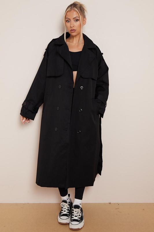 Product Introduction of KatchMe Women's Oversized Premium Waist Tie Double Breasted Trench Coat (UK 8-22),High-End Outerwear Jacket,Plain Minimalist Side Pocket Lady's Outfits 4