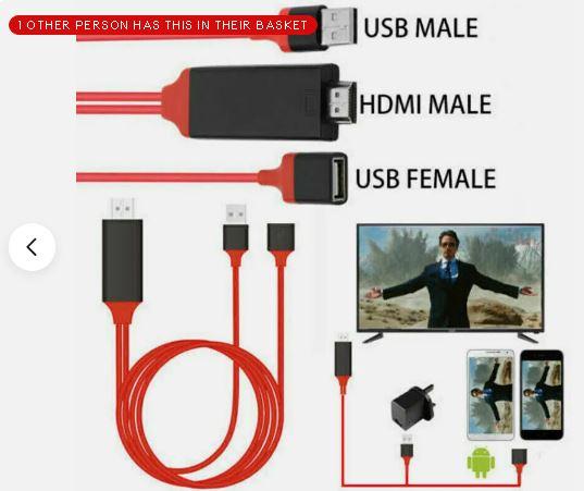 1080P MHL USB to HDMI Cable Phone to TV HDTV Adapter for iPhone/Android/Samsung - Home Theater Accessories Device Male Plug 1