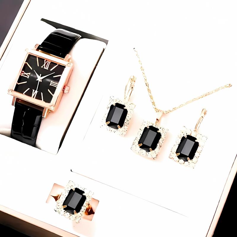Mother’s Day Gift Vintage Square-Shaped Women's Quartz Watch with Rhinestone Accents - Set of 5, Easter Gift 2