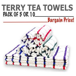 Big Check Cotton Tea Towels Pack of 5 or 10 - Quick Dry Long Lasting Kitchen Towels Set Cleaning Absorbent Long-lasting Washable Reusable Hand