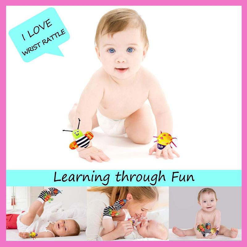 Foot Finders & Wrist Rattles for Infants - Developmental Texture Toys for Babies & Infant - Newborn Toys for Baby Girls Boys - Baby Boy Girl Toys 4
