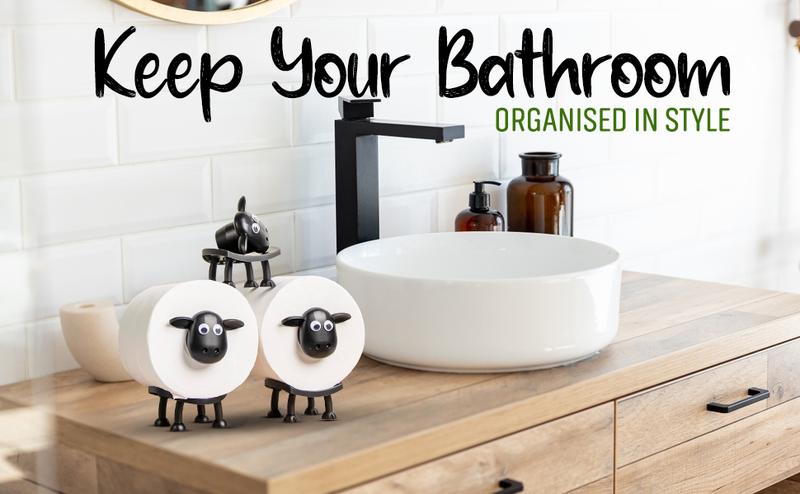 Product Introduction of Sheep Toilet Roll Holder - Funny Toilet Paper Holder Free Standing Bathroom Set - 3D Printed Black Sheep Loo Roll Holder - Hilarious Tissue Paper Roll Storage - Cute Bathroom Decor - Set of 3 3