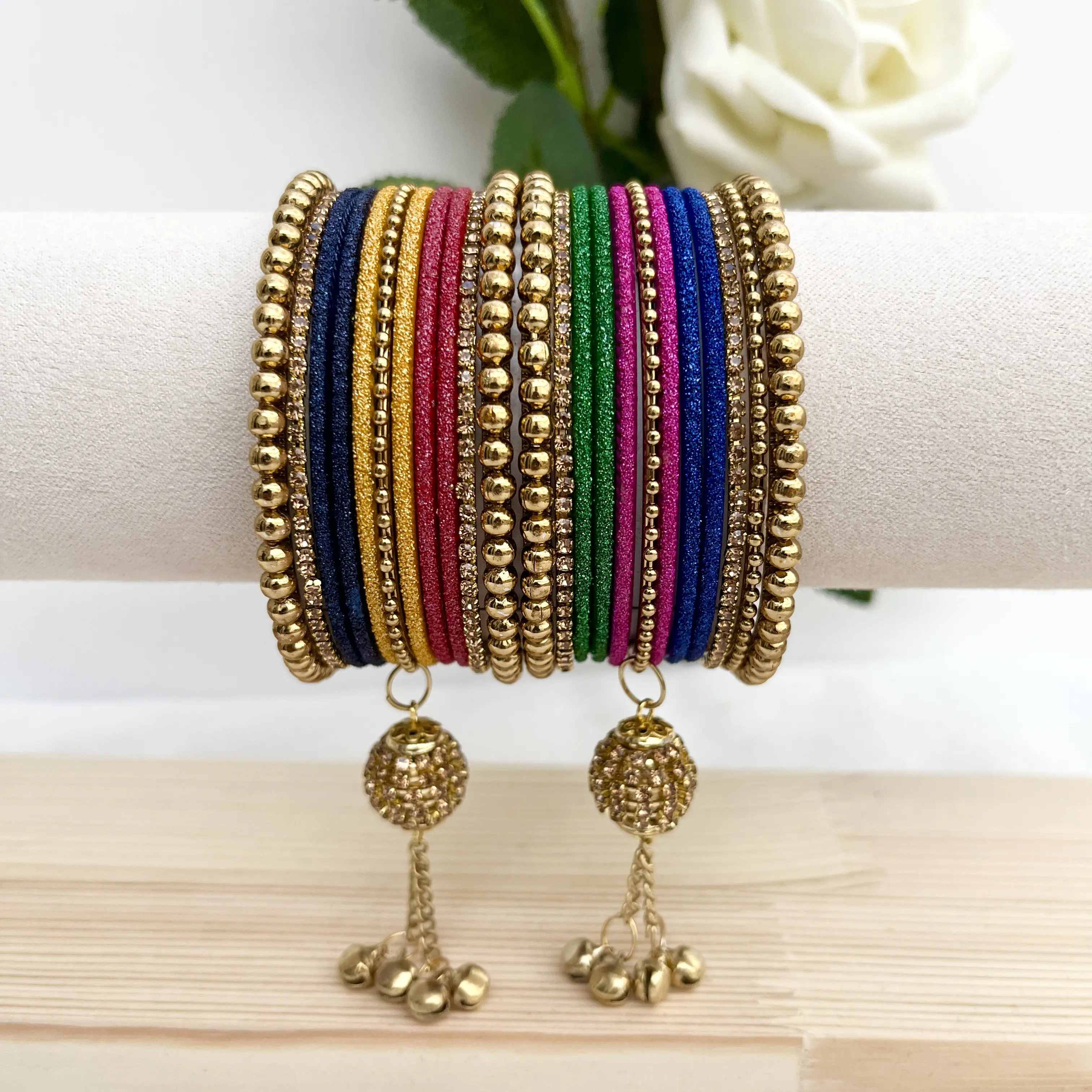 Indian Jewellery | Multicolored bangles |  Churiyan with Bells | Ladies Asian | Wedding | Bridal Sets