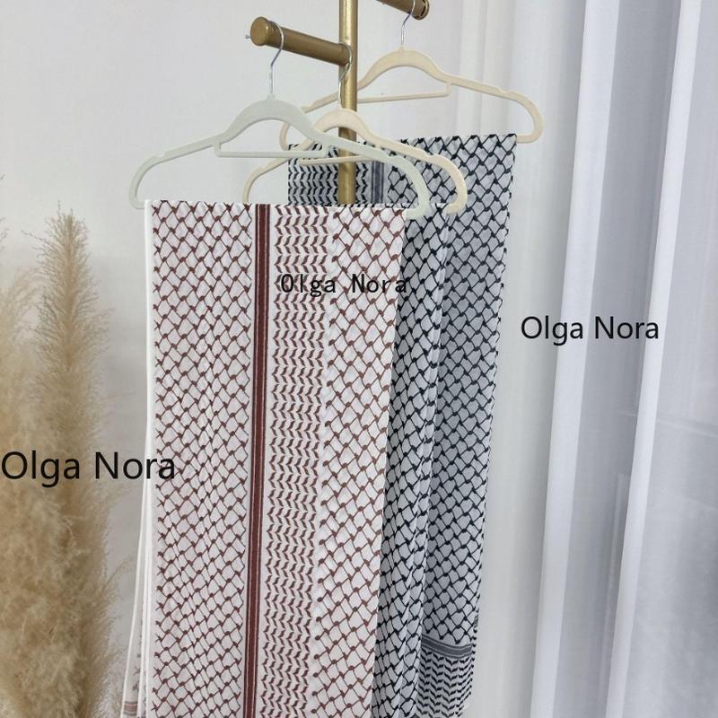 Olga Nora ON1180ON Chic Islamic Chiffon Hijab with Lattice Design square  hijab 7