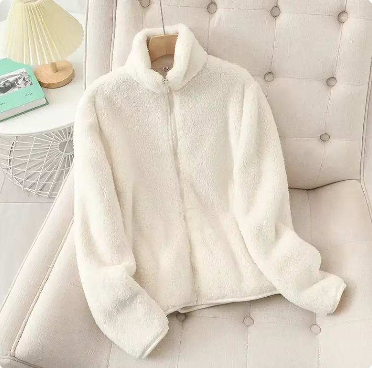 Fleece Coat Thicken Jacket Winter Warm Double-Sided Velvet Coral Fleece Coats Polar Fleece Jackets - Tops, Womenswear faux  fur teddy  jackets jacket  fashion christmas  jacket chav  coats beige  coat viral  fur winter  coats short  coat white  fur