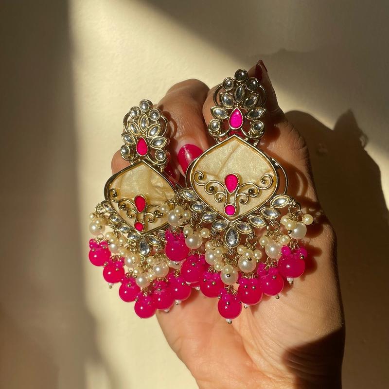 Devi Meenakari Indo Western Earrings - Ethnic Jhumka Design 1
