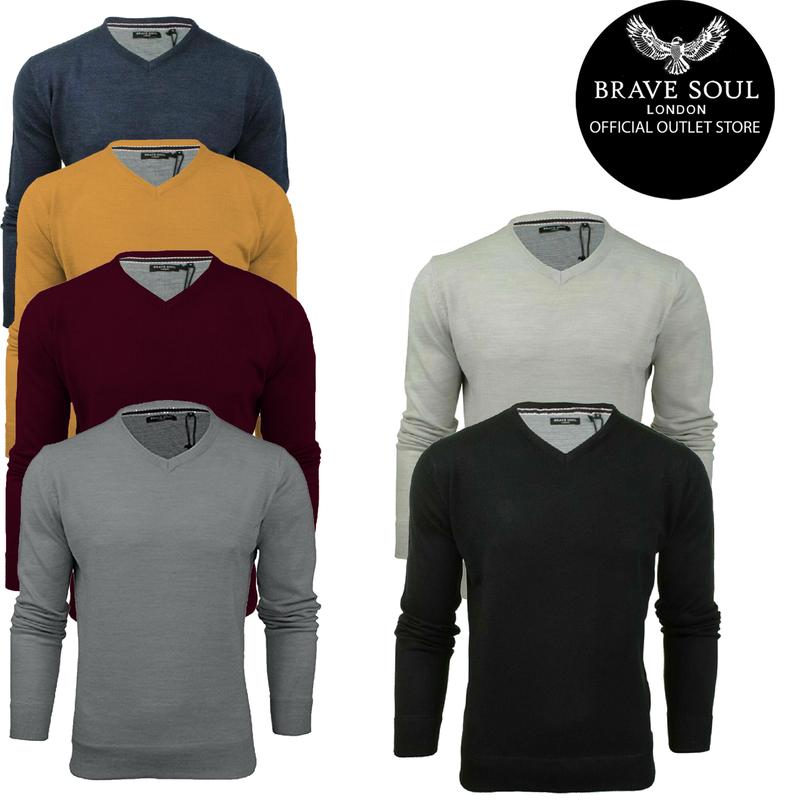 Brave Soul Mens  V-Neck Light Knitted  Jumper Sweater Jersey Top 0