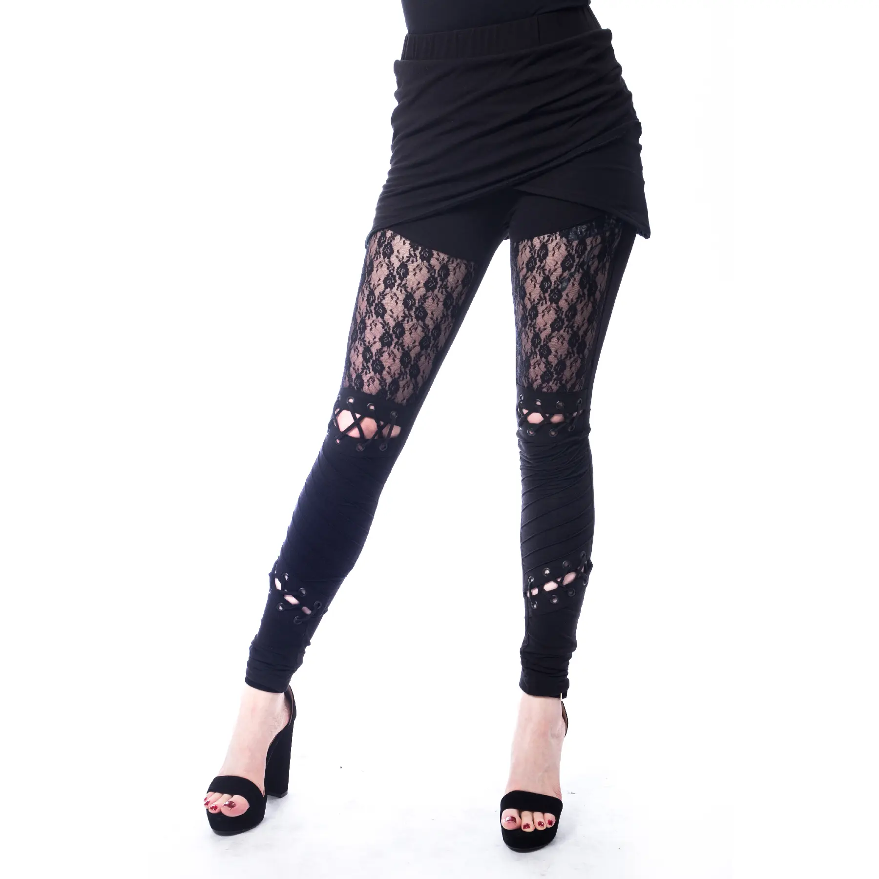 Poizen Industries Myth Leggings Ladies Black Goth Emo Punk