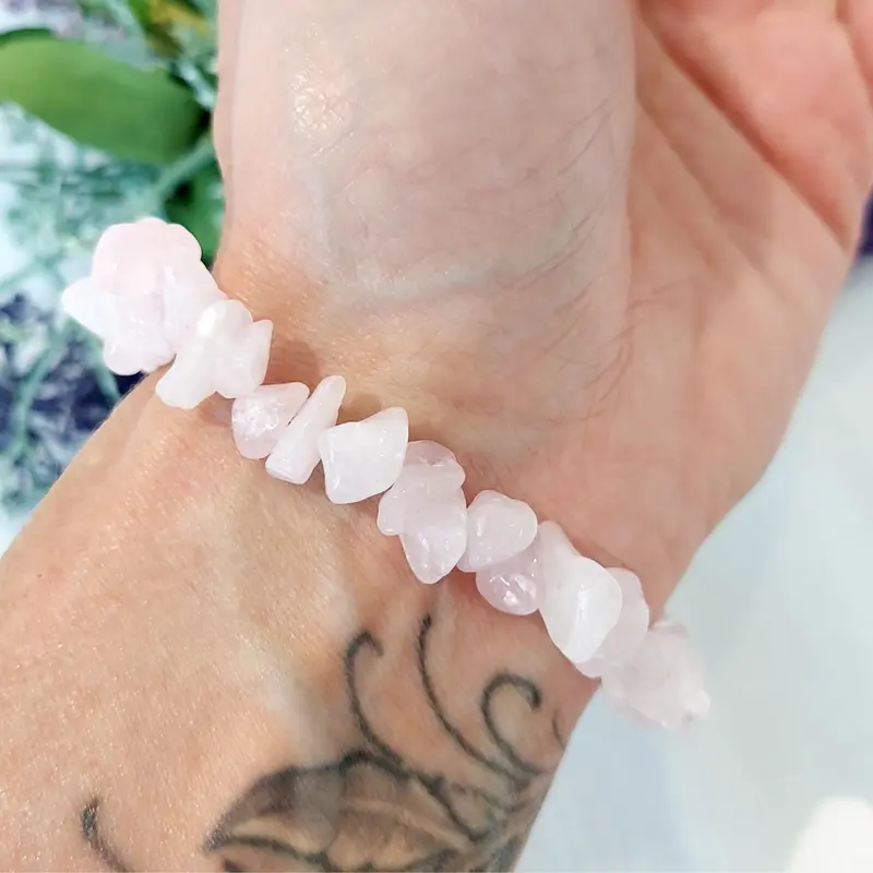 Rose Quartz Chip Bracelet, Pink Rose Quartz Jewellery, UK Seller crystals crystal 4