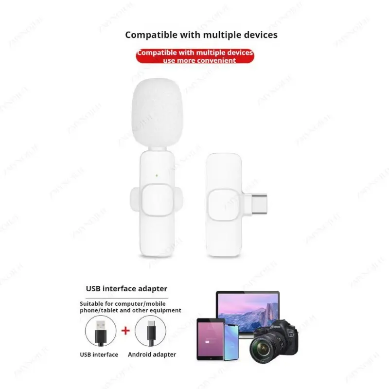 New Wireless Lavalier Microphone Portable Audio Video Recording Mini Microphone for iPhone Android PC Camera Live Gaming Phone 5