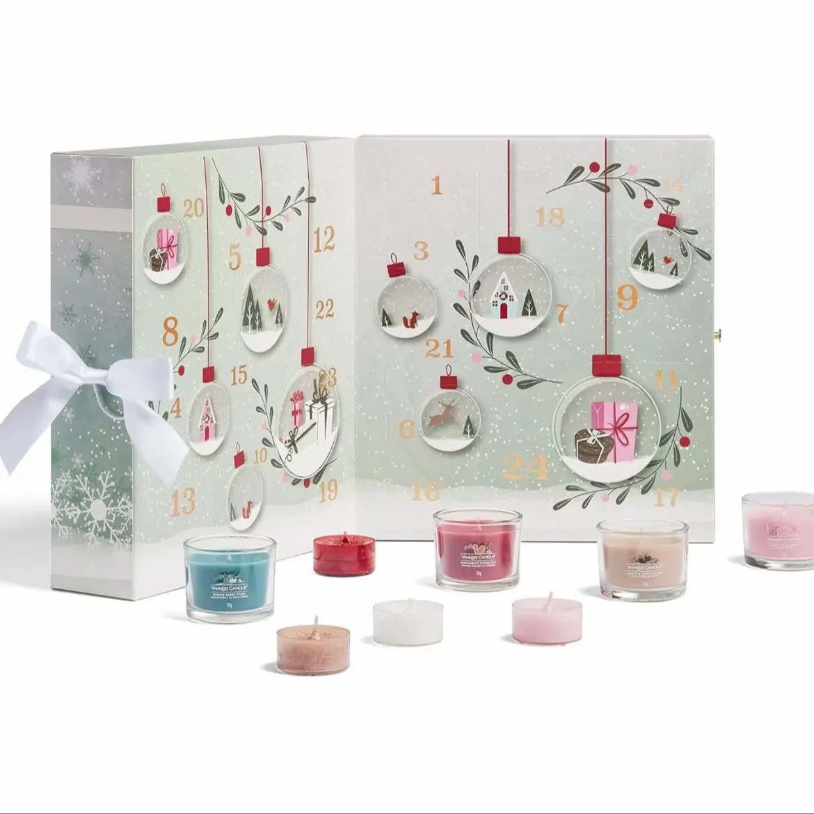 Yankee Candle Advent Calendar Book | Scented Candles Gift Set | 12 Filled Votives, 12 Tea Lights and 1 Tea Light Holder | Snow Globe Wonderland Collection Decor Freshener Ornaments
