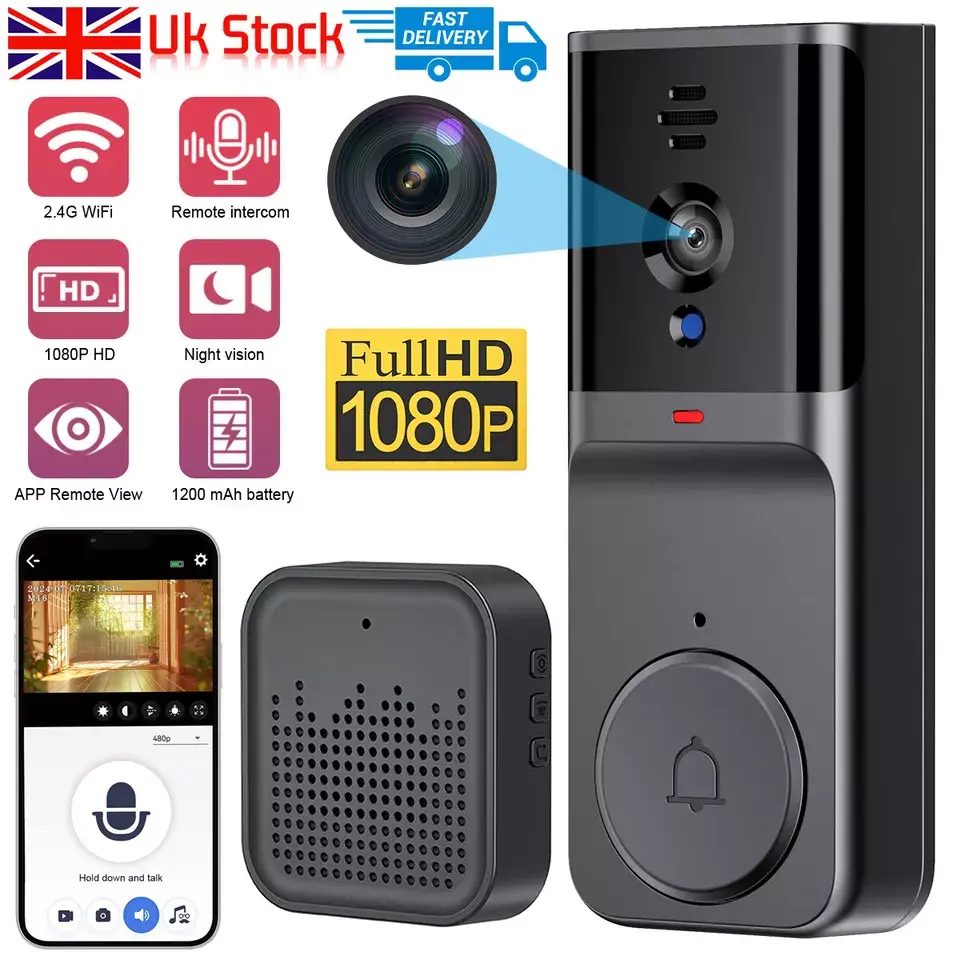 Smart Wireless Wi-Fi Doorbell 1080P HD Security Intercom Video Camera Door Bell - Home Security Camera