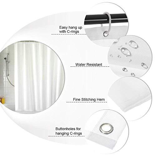 KAV Polyester Soft fabric Shower Curtain Mould and Mildew Resistant Solid White and Snow White Matching Hooks - Machine Washable 71x71 Inch (180 x 180cm ) 2