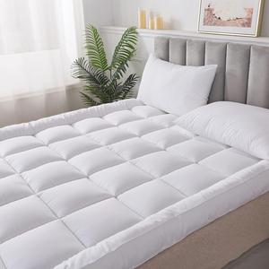 Mastex Bed Mattress Topper UK - 5cm Thick Foam Quilted Topper with Elastic Bands and Hollow Fiber Filling