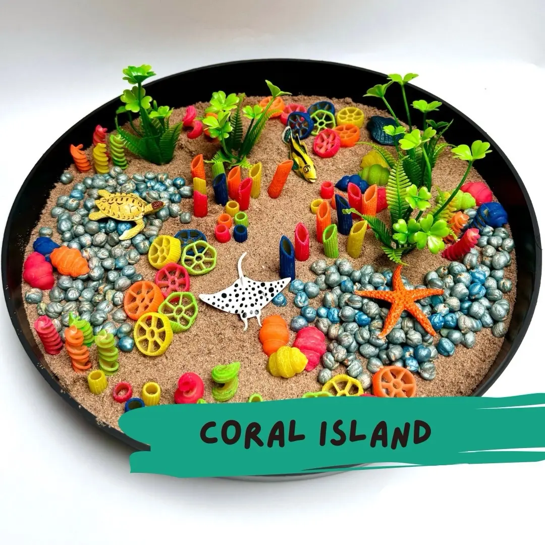 Underwater Sensory Play Kit Coral Reef Seaside Messy Play Tuff Tray Montessori Under water ocean tray Sensory Base Summer beach activity