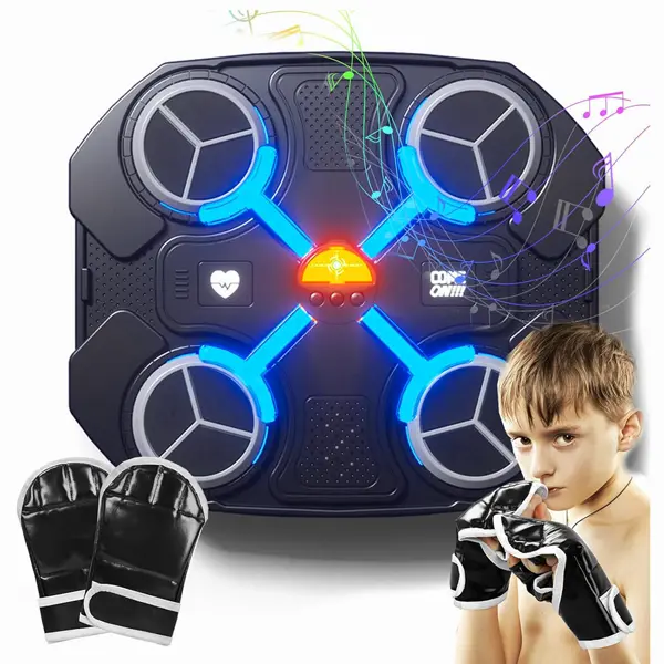Electronic Kids Punching Game – Bluetooth Music Trainer, Wall-Mounted Fitness Toy, Interactive Boxing Board with LED Targets & Gloves, Easter Gift