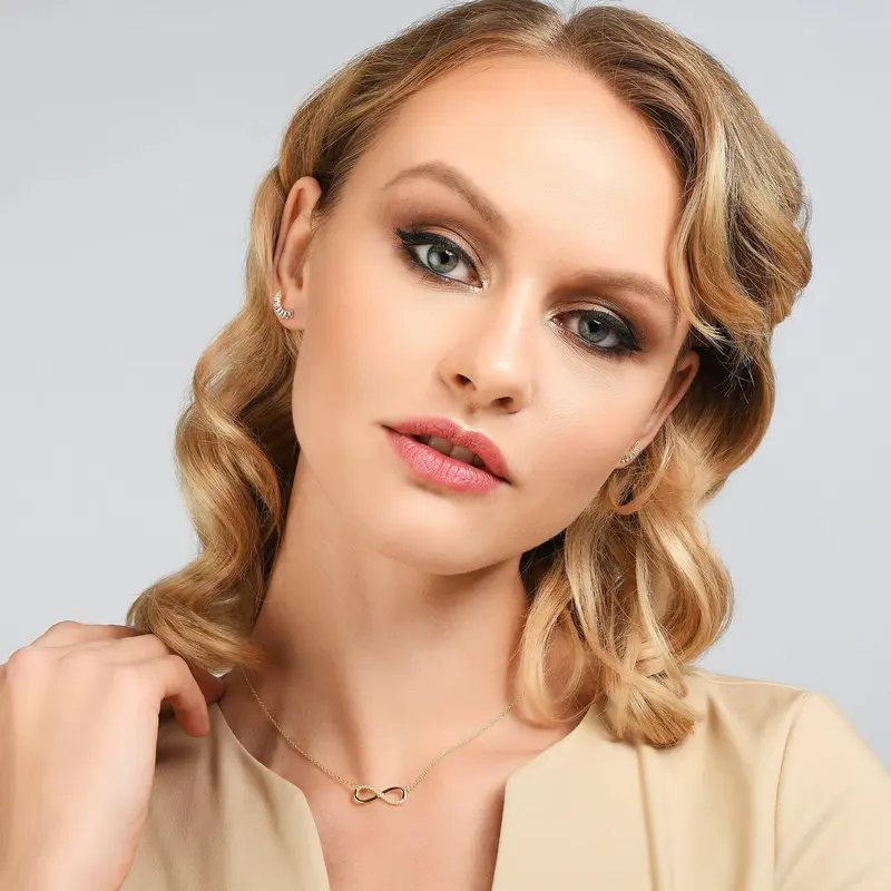 Gold Ear Climber Earrings for Women with Cubic Zirconia Gemstones 3