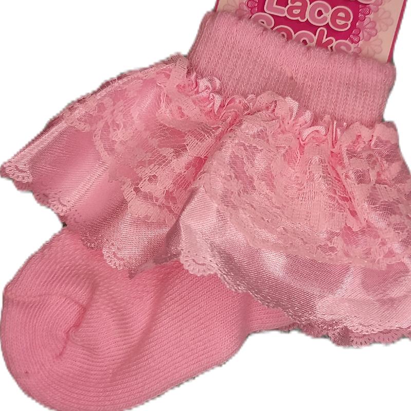 Pink Lace Baby Socks  - 0-6mths & 6-12mths 1
