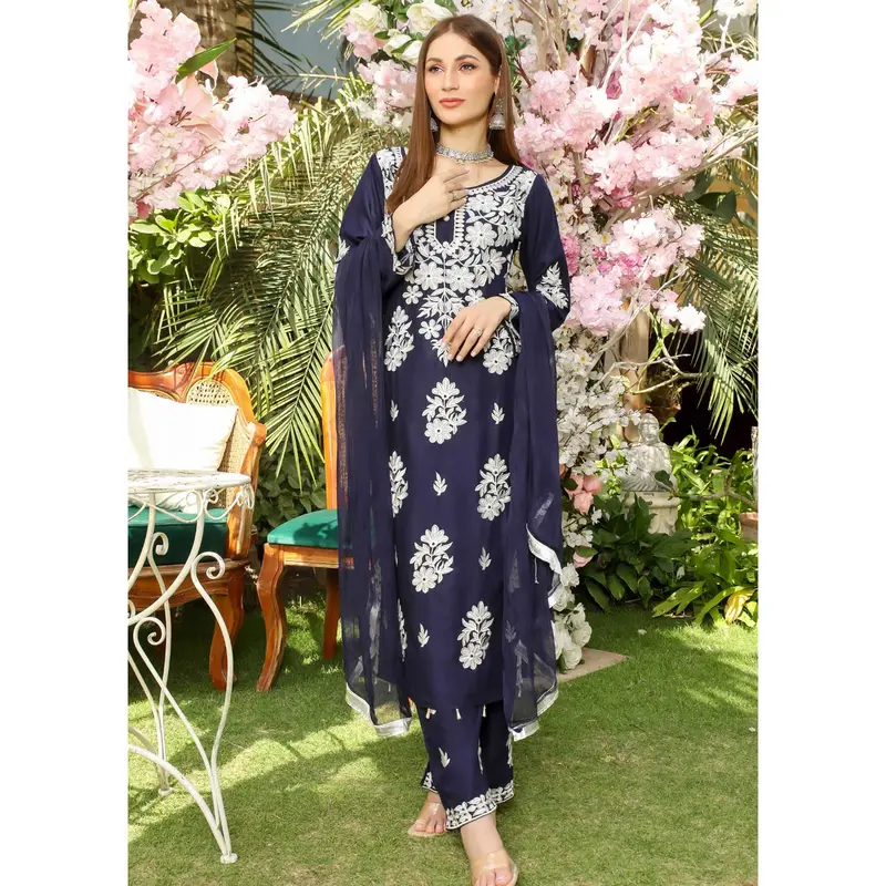 HK200 Laraiba Readymade Navy Mummy n Me Linen Suit 0