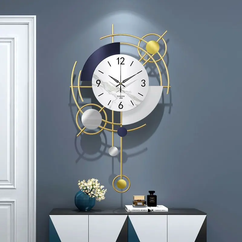 Gold, white silent wall clock Large Wall clock, pendulum clock 42*70cm Decor Metal