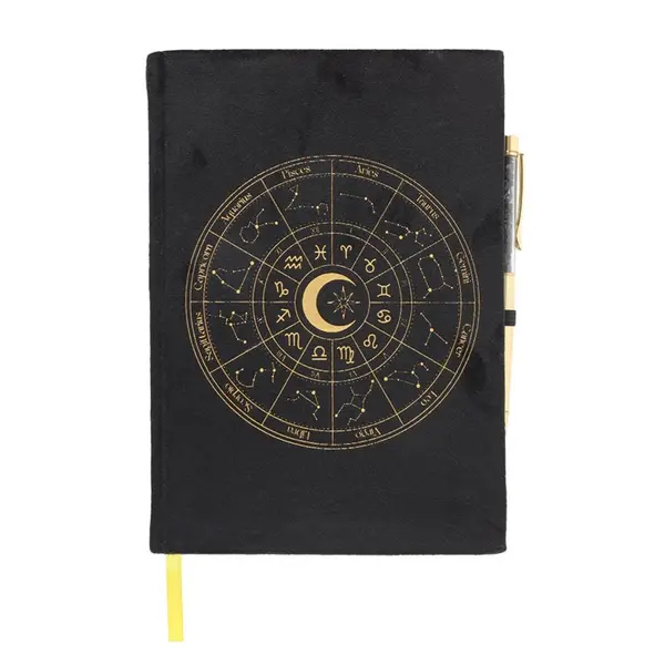 Astrology Wheel Journal with Black Obsidian Pen 0
